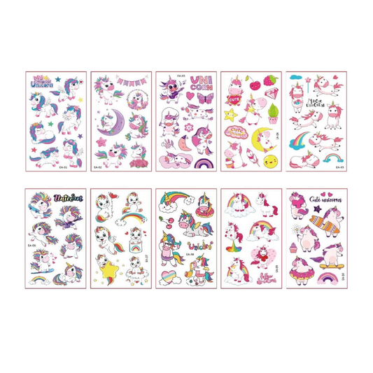 Abziehbare Tattoos - Regenbogen-Einhorn