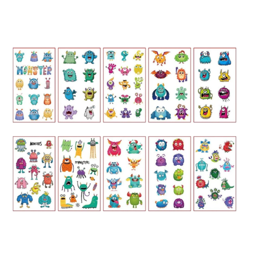 Abziehbare Tattoos - Fröhliche Monster