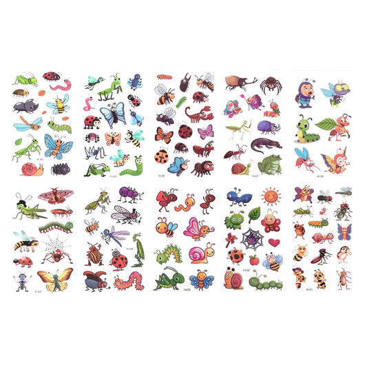 Abziehbare Tattoos - Käfer und Insekten