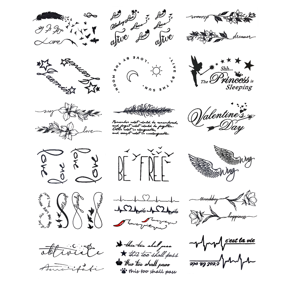 Abziehbare Tattoos - Boohoo-Stil